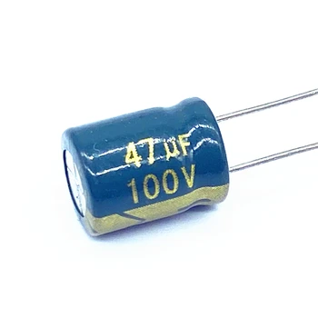 10 Stks/partij Hoge Frequentie Lage Impedantie 100V 47Uf Aluminium Elektrolytische Condensator Maat 8*12 47Uf 20%