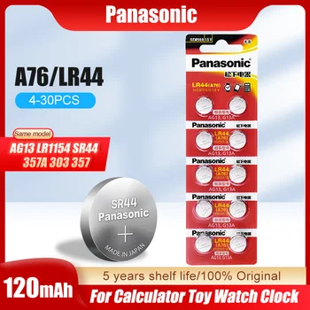 Panasonic A76 AG13 LR44 357 SR1154 LR1154 SR44 LR 44 от 1,5 Алкални Батерии За Часовник Калкулатор Играчка Дистанционно Управление Бутон Монета Клетка