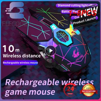 1-8 бр. Безжична Детска Мишка С 6 Бутона 2400 dpi USB Зареждащи се Мишки с Тъпо Подсветка Оптична Мишка за PC Геймър