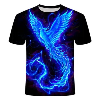 Мъжка тениска с изображение дымчатой птици 2021, Лятна модна тениска на стръмен стил с графичен дизайн, Интересни тениски с 3D-принтом, дрехи с къс ръкав