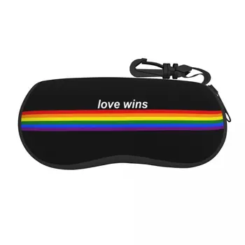 Обичай Калъф За Очила в Ивицата Love Wins Pride Преносим GLBT, Флаг на Гордостта на ЛГБТ, Гей и Лесбийки, Калъф За Очила, Кутия за Слънчеви очила