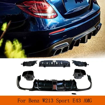 Дифузер на задната броня на автомобила от полипропилен за Mercedes Benz E Class W213 Sport E43 AMG Седан 2017-2020, дифузер на задната броня, Накрайници на изпускателната
