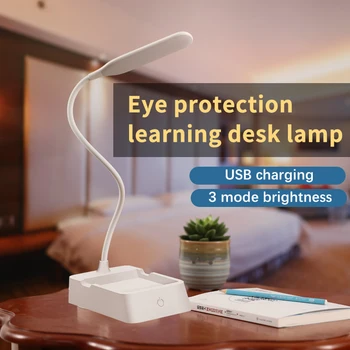 Светодиодна настолна лампа за зареждане и свързване с двойна употреба, мека светлина, за защита на очите, регулиране на три кутия, дълъг срок на експлоатация, обучение настолна лампа