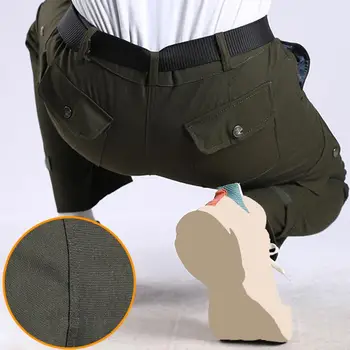 Удобни панталони-карго, мъжки панталони-карго, Удобни и стилни мъжки прави панталони с много джобове, дишащи за ежедневието