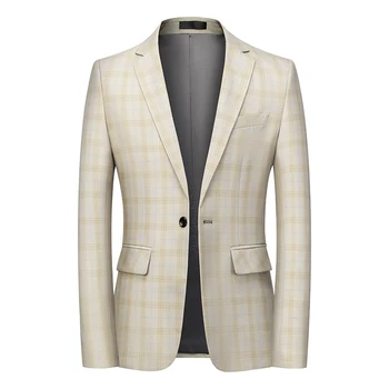 Модерна марка дрехи, класически блейзери в клетка в контрастен цвят, Мъжки оборудвана Всекидневни бизнес костюм, сако, мъжки нови палто големи размери