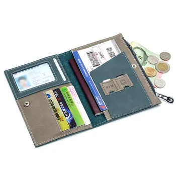 Пътен чантата си, притежател на паспорт, водоустойчив портфейл от естествена кожа, държач за визитки, портфейл, чанта за монети, портфейл