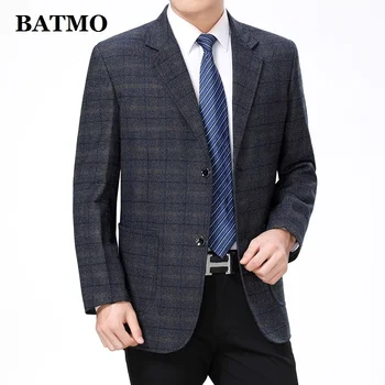 Batmo 2024 ново записване, висококачествен памук кариран случайни сако, мъжки костюми, якета, мъжки 52