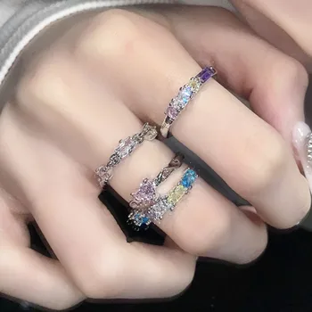 Ново Цветен пръстен с Геометричен Нередовни Дупка От Цирконий За жени, вечерни модни бижута, подаръци jz645
