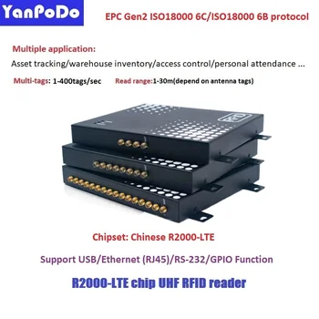 Yanpodo RS232/TCP IP/USB UHF RFID Фиксиран Четец на 300 етикети/сек. Дальнобойный 30 м RFID 4 порта UHF Четец за управление на проследяване на активи
