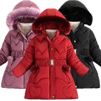 Зимна Утепленная яке за момичета на 3-8 години с Модел 
