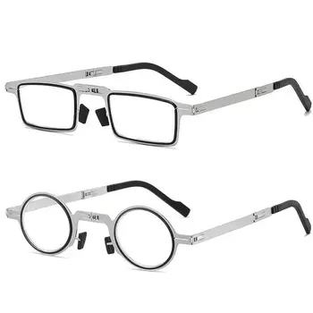 Очила за старческо със защита от синя светлина, Мъжки Метални Сгъваеми очила в рамки, Охлаждащи очила с футляром