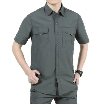 Летен мъжки быстросохнущий комплект ризи с къси ръкави, градинска военна транспортна форма, дишаща впитывающая пот бързосъхнеща риза pr