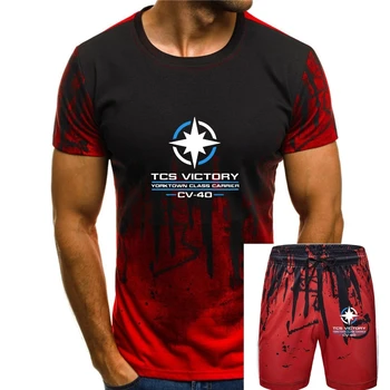 топ тениска Унисекс тениски с принтом, мъжка риза Commander TCS Victory, крило