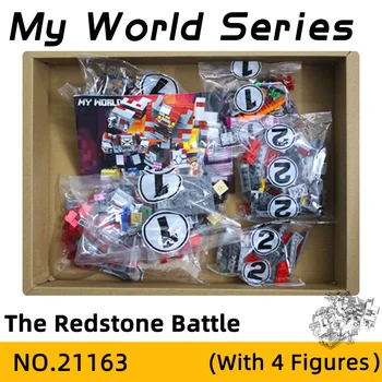 504 бр. битка от червен камък с фигурки на Legoingsly 21163 строителни тухли, играчки, детска игра, играчка за момчета, подарък за рожден ден, празничен подарък