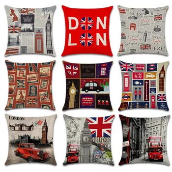 Реколта Лондонската Калъфка с Британския Флаг, Калъфка за Декориране на Спалня, Дневна, Калъфка за разтегателни Дивана, Естетика Стая