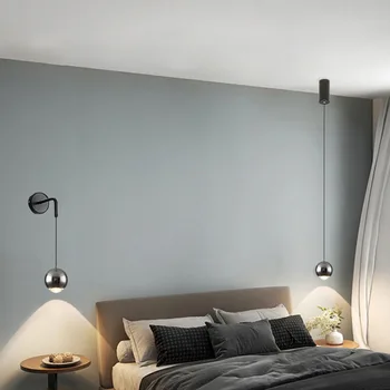 Модерните висящи лампи с регулируема височина, нощни шкафчета за спалня, окачена лампа за дневна, Алуминиев минималистичен лампа за дома