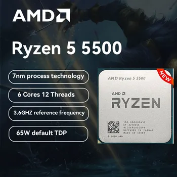 AMD Нов Ryzen 5 5500 Официален R5 5500 3.6 Ghz 6-ядрени 12-стрийминг процесора 7 NM, 65 W L3 = 16 М, без охладител