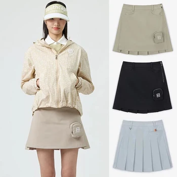 Дамски дрехи за голф, Корейски оригинал 23, Пролет/лято, плътен цвят, Спорт, свободно време, приталенная къса пола