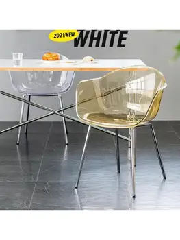 Скандинавски прозрачна маса за хранене, стол за Домашно прост стол за грим стол за заведение стол за студентски стол с облегалка