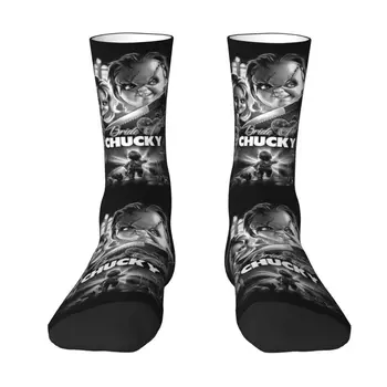 Готини мъжки чорапи в стил Булката на Чъки, Топли Удобни Чорапи Унисекс с 3D Принтом на Куклата-убиец, Чорапи Chucky Crew