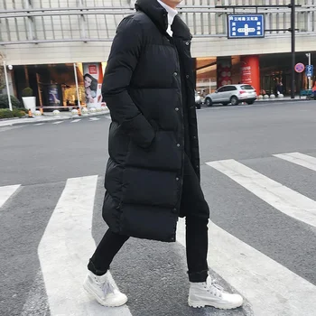 Мъжки Дълъг naka яке, палто Луксозна марка, зимни обикновена черна паркове, мъжки 4XL, Дебели Топли приталенные мъжки палта