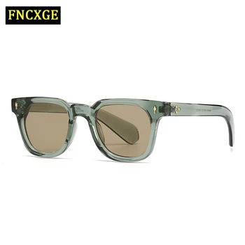 FNCXGE Ретро Мъжки Дамски Слънчеви Очила С Нитове Кв. Нюанси UV400 Модни Дамски Зелени Слънчеви Очила
