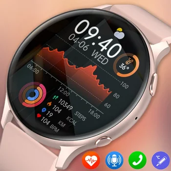 Нови дамски смарт часовници с температура на тялото, мъжки смарт часовници с телевизор HD 360 * 360, за да отговорите на повикване, за набиране на Samsung, Часовници за жени, кутия