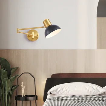 Прост двухсекционный монтиран на стената лампа с покритие покритие от злато, малка странична лампа за спални, led, с монтиран на стената лампа, лампа за регулиране на коридора на хотела