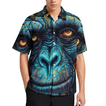 Плажна риза с маймуна, портрети зомбита, хавайски ежедневни ризи, мъжки забавни блузи с къс ръкав, графичен топ голям размер