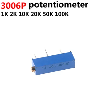 20PCS 3006P Точност многооборотный Регулируема Потенциометър 1K 2K 5K 10K 20K 50K 100K 200K 500K 100R 200R 500R 100 200 500 Ω