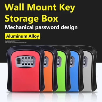 Стенен тайна кутия за съхранение на ключове от алуминиева сплав, 4-значная комбинация пароли, Защитна кутия за карти, стая за диск с ключове