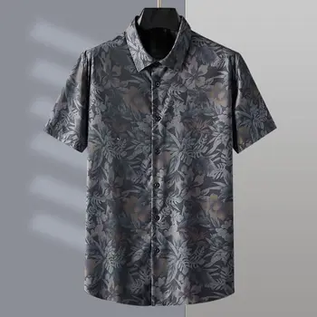 Мъжки Дрехи 2023, Нова Лятна Реколта Риза с Копчета с принтом в стил Харадзюку, Модни Ежедневните Свободни Блузи с къс ръкав, Camisas De Hombre