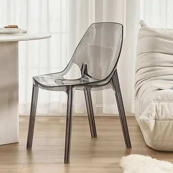 Трапезария стол Relax Фоайе с пластмасова акцентной облегалка, Ергономични столове Nordic Transparent Sillas De Офис, мебели за апартаменти WXH30XP