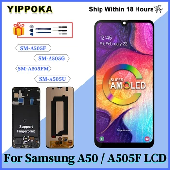 Super AMOLED На Samsung Galaxy A50 LCD SM-A505FN/DS A505F/DS A505 Сензорен Дисплей, Дигитайзер, подмяна на Samsung A50 lcd