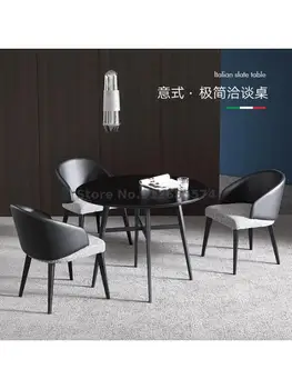 Италиански минималистичен дизайн на текстилен стол за хранене с прости подлакътник и облегалка, маса за хранене и стол, кафене, хол, хотел