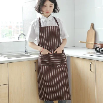 Памук и лен гащеризон за домашна кухня, корейски вариант водоустойчива и маслостойкого на работния престилка, мъжки и женски-шарени