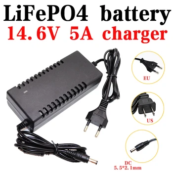 14,6 В 5A LiFePO4 зарядно устройство 4S 3,2 НА 12,8 В Lifepo4 батерия зарядно устройство DC5.5 * 2,1 мм plug Smart power off AC 100-240 В ЕС/САЩ щепсел