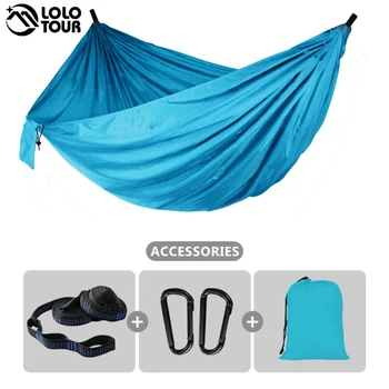 Хамак за къмпинг с парашут за 1-2 човека, Подвесная двойно легло за пътуване на открито, на закрито, за разходки, плаж, двор, във вътрешния двор