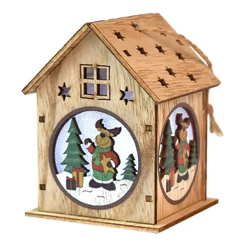 Коледна украса от Дървени къщички с подсветка, украшения за елхи, подаръци със собствените си ръце, декорации за прозорци, бърза безплатна доставка