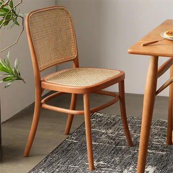 модерни трапезни столове от масивно дърво за кухненски мебели, дизайнерски стол за хранене в скандинавски стил, прост стол за почивка с облегалка от ратан Z