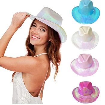 2023 Плажната лятна шапка с декор за рейв-партита, Розова ковбойская шапка пастушки за парти лято