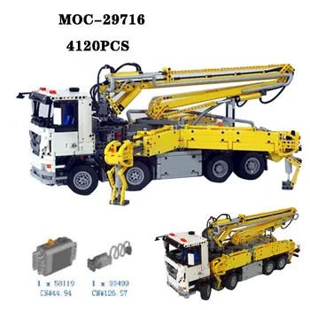 Класически MOC-29716 Градивен елемент на бетонова помпа Камион Проект 4120 бр. за Сглобяване и резервни части за възрастни и детски Играчки, подаръци