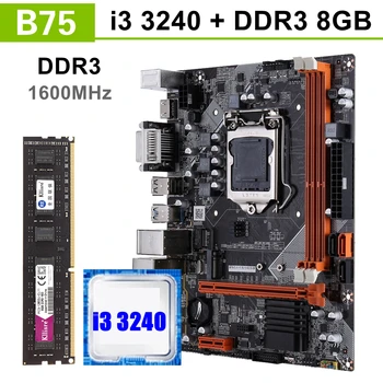 Комплект дънната платка B75 с Core i3 3240 8 GB 1600 Mhz DDR3 памет Настолна NVME M. 2 USB3.0 SATA3
