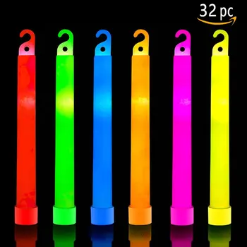 Светещи пръчки Сверхяркая 6-инчов Голям светещ пръчка - Химични светещи пръчки с продължителност 12 часа - Светещи пръчици за къмпинг - Glowsticks fo