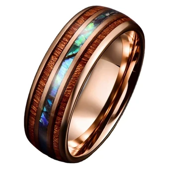 Модни Дървени пръстени от Титанов стомана За мъже и жени със Сини Огнени Опалом Мъжки Пръстен Годежен пръстен Бижута Директен доставка