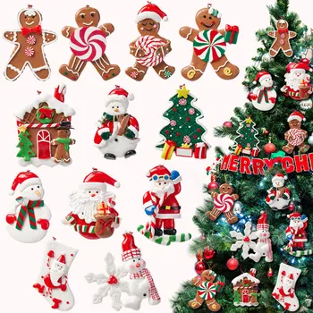 XIXIHAHA Висококачествени Коледни Висящи Висулки От Мека Глина, Човечето Човече, Дядо Коледа, Снежен човек, Украса За Коледната Елха, Весела Коледа