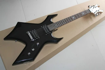 6-Струнен черна електрическа китара с звукоснимателями HH, паучьими вложки, предложението за поръчка