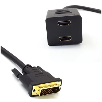 DVI 24 + 1 Включете щепсела на 2 * HDMI Женски Сплитер Кабел-адаптер за HDMI кабел за HDTV LCD DVI-D и HDMI 1080p преобразуване