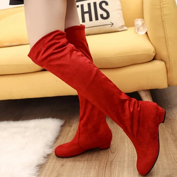 Есенни дамски обувки големи размери, обикновена леки ботуши до коляното, удобни обувки за ходене на дебела подметка, Botas Para Mujer