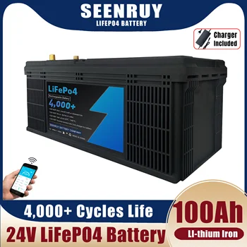 Батерия LiFePO4 24V 100Ah, вградената батерия на BMS, литиево-желязо-фосфатная батерия за слънчевата система, кемпер, за тралене-мотор, Слънчева
